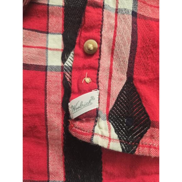 Woolrich Women's Red Flannel‎ Diamond Plaid Button Shirt Size Small 100% Cotton - Picture 3 of 6